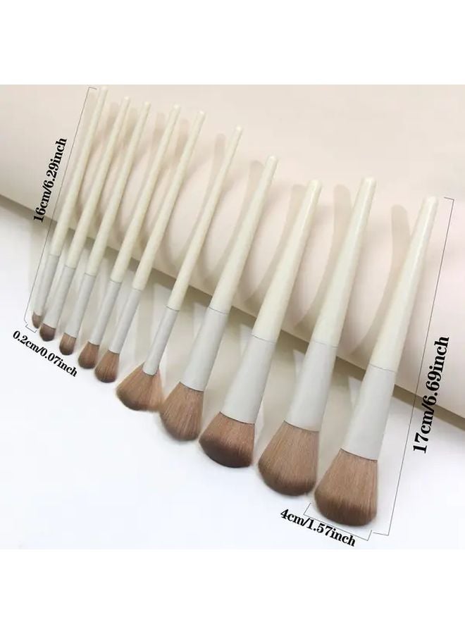 10pcs Apricot And Brown Makeup Brush Set Powder Blush Contour Foundation Eyeshadow - Image 3